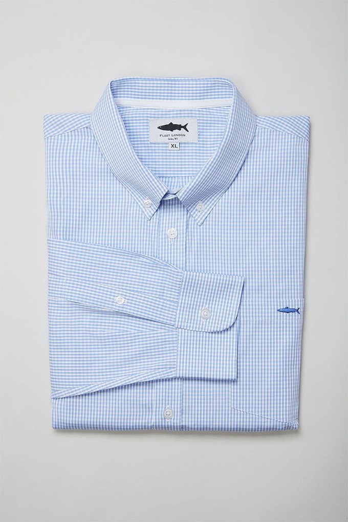 Blue Check Cotton Shirt for Men from Fleet London