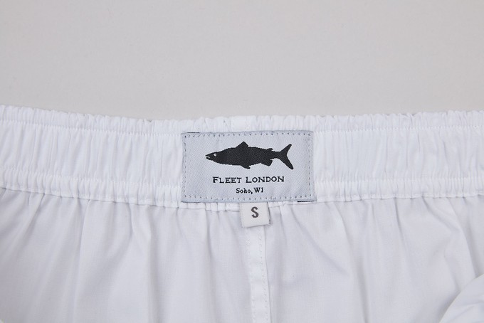 White Cotton Boxer Shorts from Fleet London