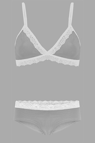 Set: Bio bra + hipster panties Spitze, mud grey from Frija Omina