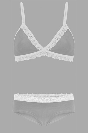 Set: Bio bra + hipster panties Spitze, mud grey from Frija Omina