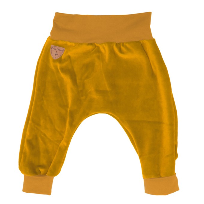 Organic velour pants Hygge mini with growth adaption, mustard (yellow) from Frija Omina