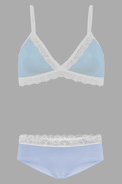 Project Cece Set: Bio bra panties Spitze, light blue