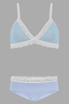 Set: Bio bra + hipster panties Spitze,  light blue via Frija Omina