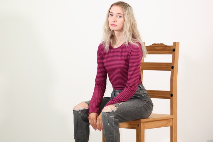 Organic long sleeve Ubu, berry / aubergine stripes from Frija Omina