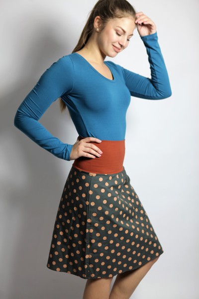 Organic skirt Freudian, brown glitter dots / rust from Frija Omina