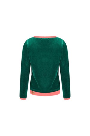 Organic jumper "Onne", velour velvet dark green / pink from Frija Omina