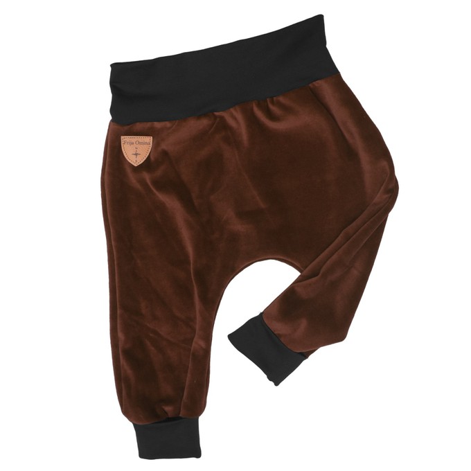 Organic velour pants Hygge mini with growth adaption, brown from Frija Omina