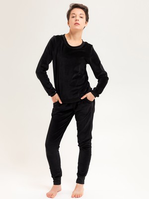 Organic velour pants Hygge black / black from Frija Omina