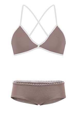 Set: Bio bra + hipster panties, taupe from Frija Omina