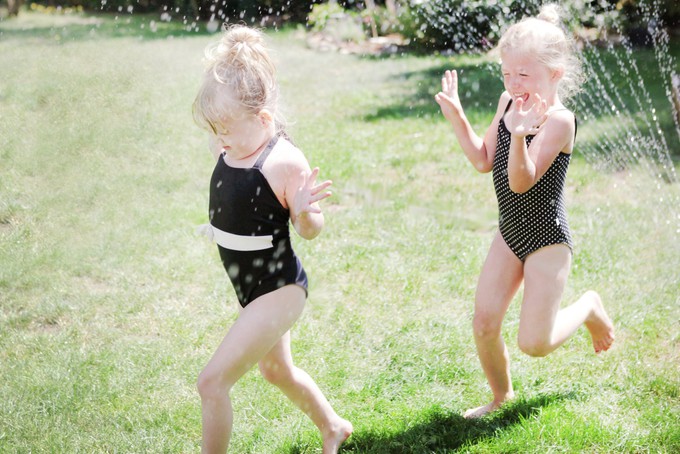 Organic swimsuit Madri Petite, dots teal from Frija Omina