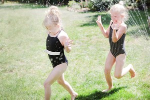 Organic swimsuit Madri Petite, dots teal from Frija Omina