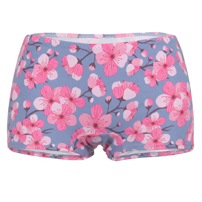 organic panties Erna pattern Cherry Blossom (blue) from Frija Omina