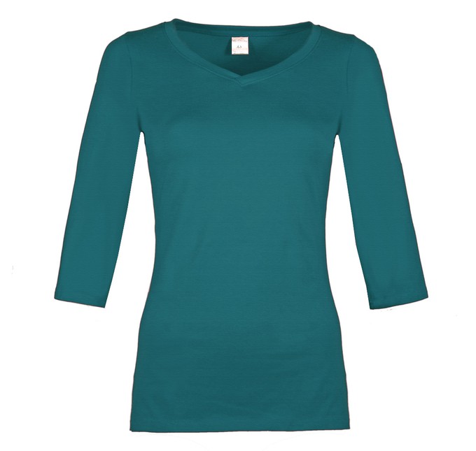 Organic quarter sleeve shirt Winda teal (blue) from Frija Omina