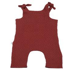 Baby romper from organic muslin dots rust via Frija Omina