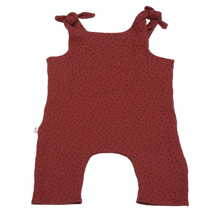 Baby romper from organic muslin dots rust from Frija Omina