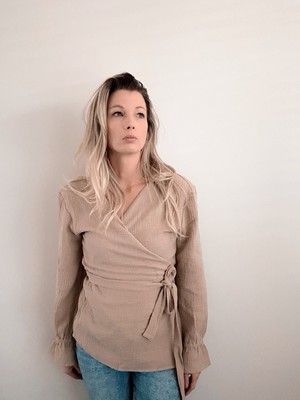 Wrap blouse – Beige from Glow - the store Wrap blouse – Beige from Glow - the store