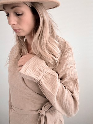 Wrap blouse – Beige from Glow - the store Wrap blouse – Beige from Glow - the store