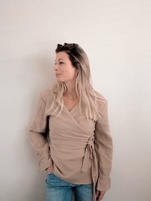 Wrap blouse – Beige from Glow - the store Wrap blouse – Beige from Glow - the store