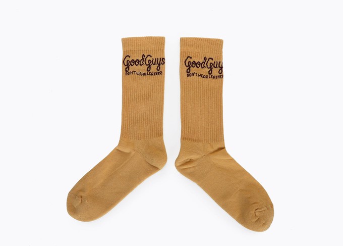 "Good Guys" crew socks | BLACK/LEMON/RED from Good Guys Go Vegan