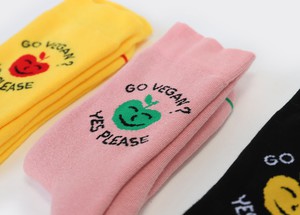 "GO VEGAN?YES PLEASE" comfy crew socks | PINK/YELLOW/BLACK from Good Guys Go Vegan
