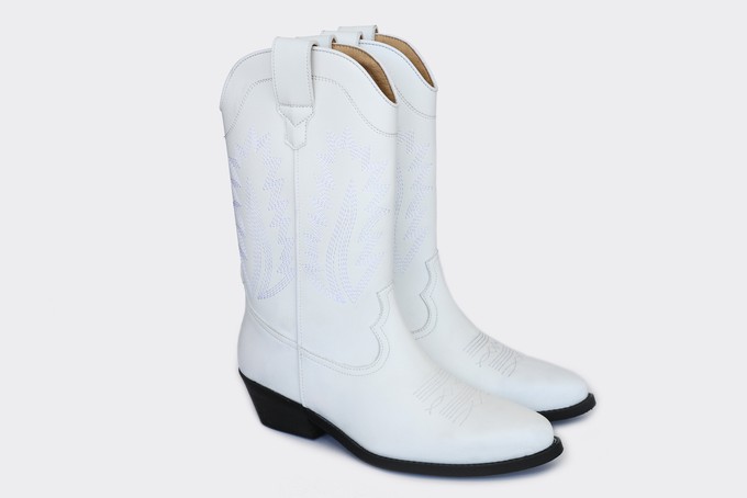 LUCKY high top vegan western boots | WHITE Veg Leather from Good Guys Go Vegan