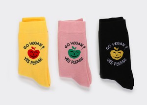"GO VEGAN?YES PLEASE" comfy crew socks | PINK/YELLOW/BLACK from Good Guys Go Vegan