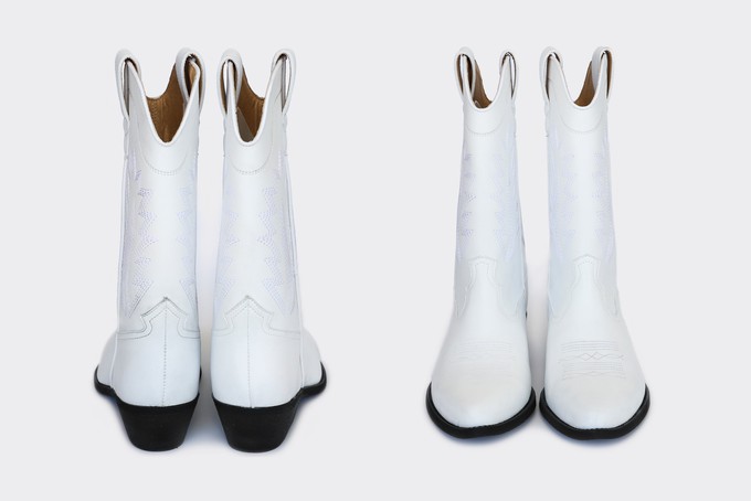 LUCKY high top vegan western boots | WHITE Veg Leather from Good Guys Go Vegan