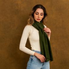 Seaweed Green Cashmere Scarf via Heritage Moda