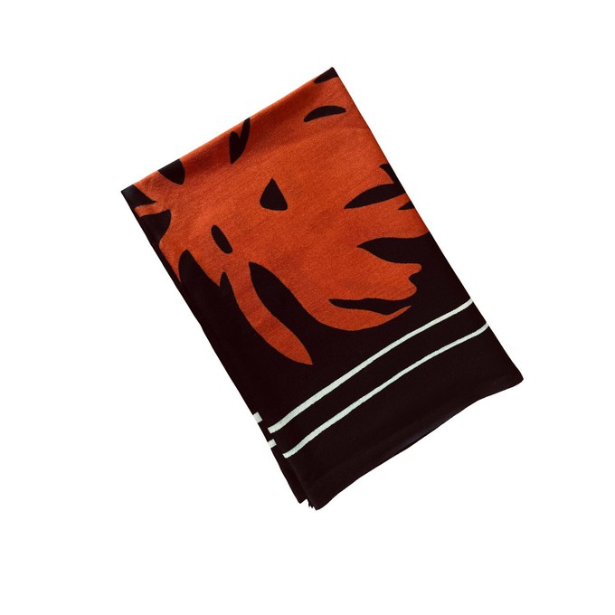 Hand-Painted Black Rust Floral Wool-Silk Scarf from Heritage Moda