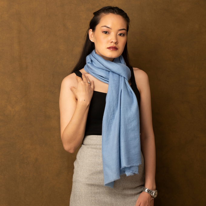 Powder Blue Cashmere Scarf from Heritage Moda