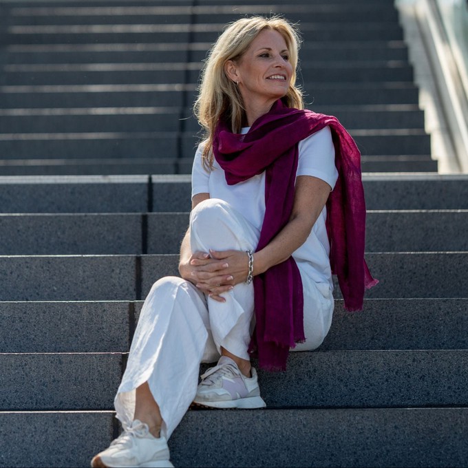 Classic Plum Summer Handwoven Linen Scarf from Heritage Moda