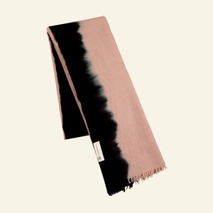 Handwoven Wool-Silk Scarf – Sand & Black Ombré  Wrap for All Seasons from Heritage Moda