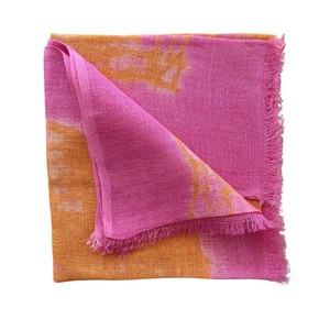 Handmade Tie-Dye Pink And Orange Linen Scarf | Lightweight Summer Scarf For Women from Heritage Moda