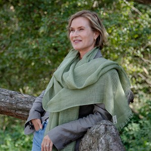 Handmade Light Khaki Linen Scarf from Heritage Moda