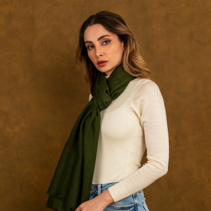 Seaweed Green Cashmere Scarf from Heritage Moda