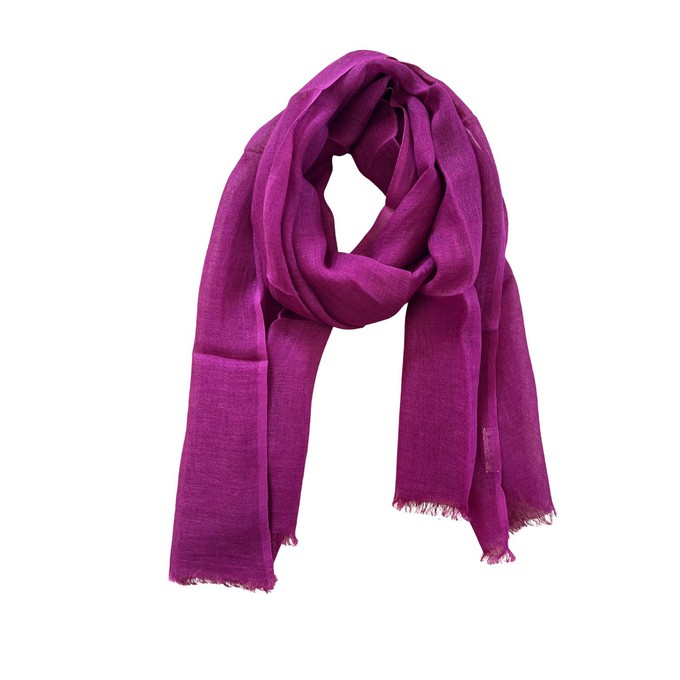 Classic Plum Summer Handwoven Linen Scarf from Heritage Moda
