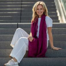 Classic Plum Summer Handwoven Linen Scarf via Heritage Moda