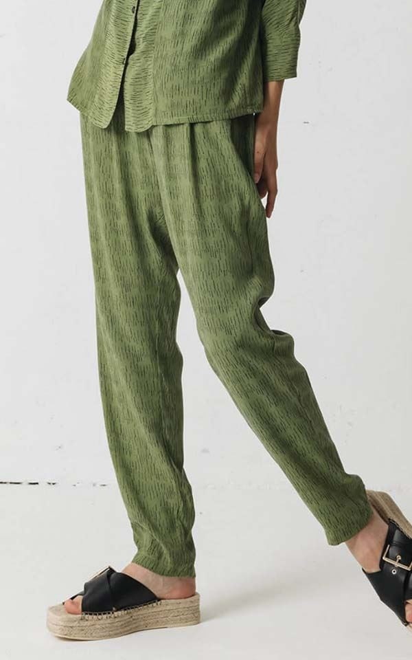 Project Cece  Striped Linen Pants with Elastic Legs