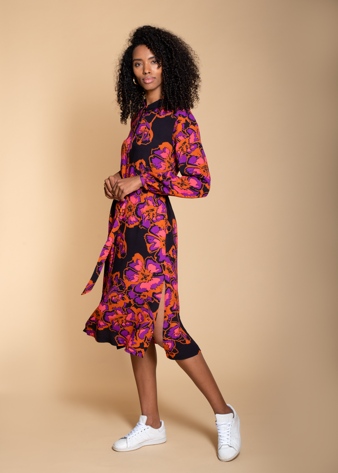 Acacia Shirt Dress in Pink and Rust Floral from Hide The Label