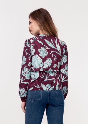 Nyssa Top in Purple Floral Snakeskin Print from Hide The Label