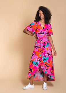 Rosa Maxi Dress in Pink Graphic Floral Print from Hide The Label