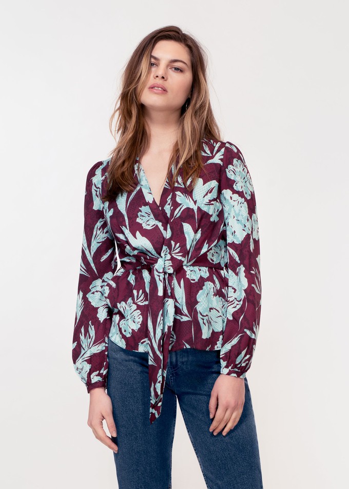Nyssa Top in Purple Floral Snakeskin Print from Hide The Label