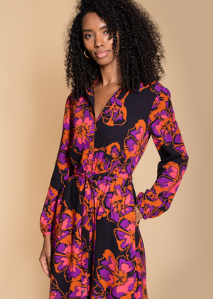 Acacia Shirt Dress in Pink and Rust Floral from Hide The Label