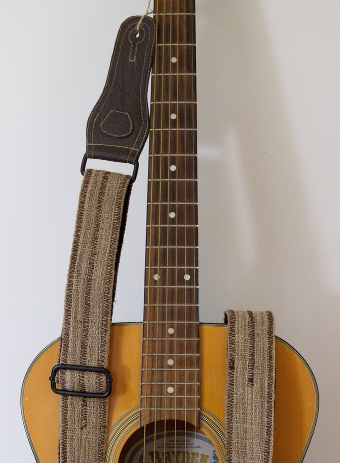 Hemp Guitar Strap - Handmade in Nepal from 100% Natural Fibres - Vegan friendly -  Made with hemp, pinatex and Nettle fabrics from Himal Natural Fibres