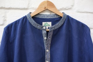 Hemp & Organic Cotton Kurtha - Blue Long sleeve shirt from Himal Natural Fibres