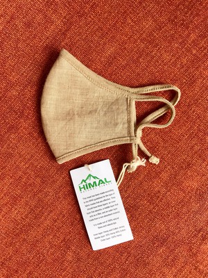 Hemp & Organic Cotton Face mask, Three Layer - Made of 100% natural fibres and natural dyes in Nepal - Blue, White, black and green from Himal Natural Fibres
