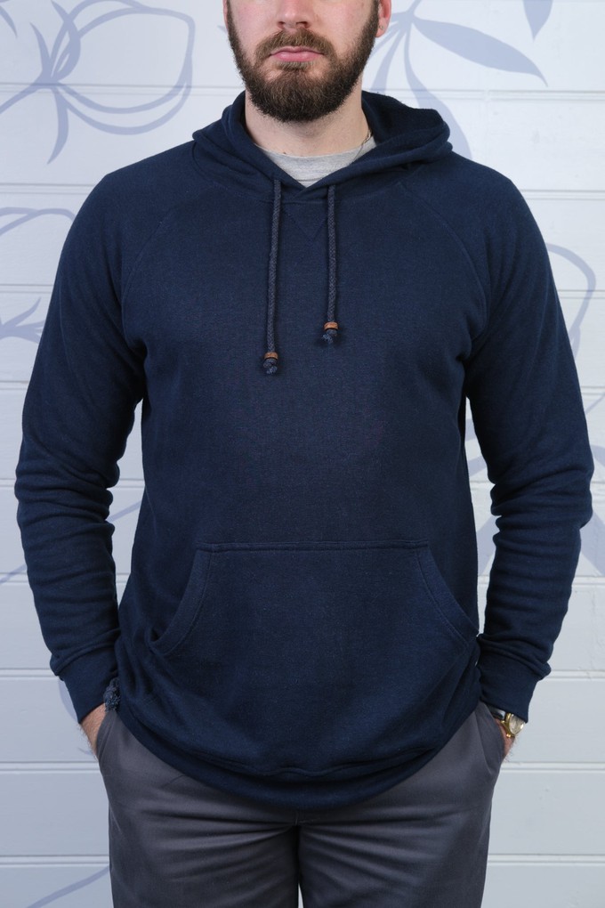 Mens Hemp and Cotton fleece Hoody - Blue from Himal Natural Fibres