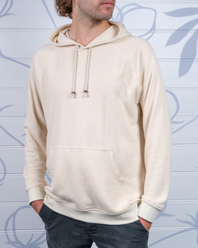 Mens Hemp and Cotton fleece Hoody - Cream Jumper from Himal Natural Fibres