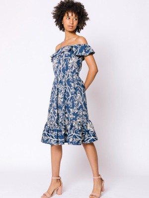 Organic Cotton Indigo Floral Transformation Dress from Jenerous