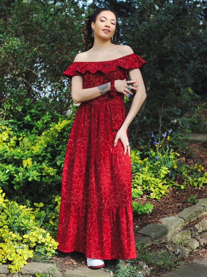 Organic Cotton Red Transformation Maxi Dress from Jenerous
